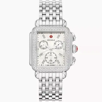 New Michele Deco Diamond Stainless Chronograph Women's Watch MWW06A000775 • $1796