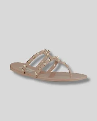 $450 Valentino Garavani Women's Beige Jelly Flat Thong Sandals Shoes EU 40/US 10 • £121.80