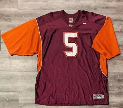 Vtg Nike Rare #5 Marcus Vick Virginia Tech Hokies College Football Jersey 2XL  • $60