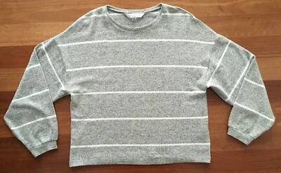 $23 • Buy Forever New Ladies Crop Grey White Stripe Soft Fabric Knit Jumper Sweater Size M