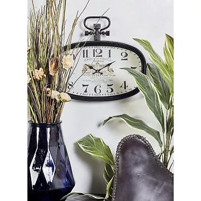 16 X 18 In White Metal Vintage Wall Clock Oval Vintage Runs Silent Solid Iron • $64.12