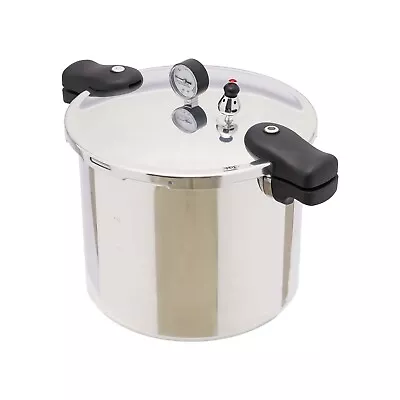 Large Capacity 23 Quart Pressure Canner Cooker W/ Gauge Release Valve Silver US • $98.80