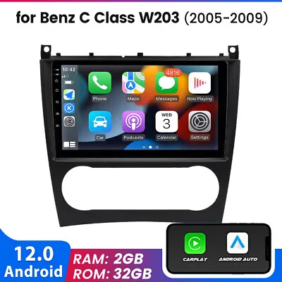 Android 12 Car Stereo Radio GPS WIFI CarPlay For Mercedes-Benz C Class W203 W209 • $159.99