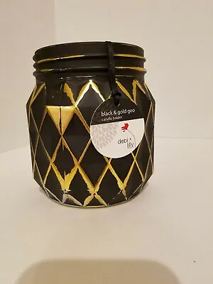 $8 • Buy Candle Holder Vase Debi Lilly Geometric Design  Black And Gold Fall Halloween 5 