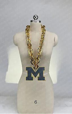 New U Of Michigan Wolverines Jumbo Gold Big Fan Chain Necklace Foam MI USA • $25.97