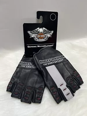 Harley Davidson Mens 120th Anniversary True North Fingerless Leather Gloves XL • $39.99