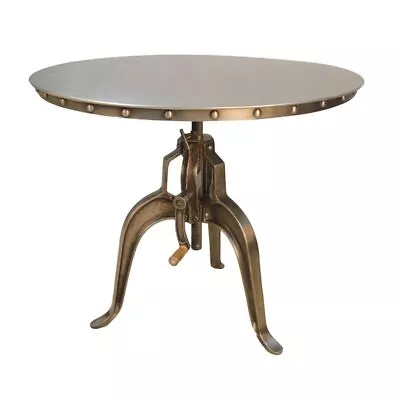 Bowery Hill Adjustable Crank Metal Accent Table In Antique Nickel • $479.99