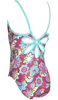 Zoggs Girls Garden Party Yaroomba Swimsuit Age 7-8 13-14 Pink RRP £32 • £12.97