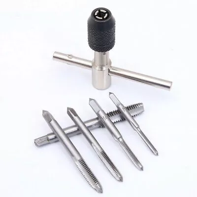 Ratchet T-Handle Tap Wrench With 5Pcs Metric M3 M4 M5 M6 M8 Machine Screw Taps • $7.99