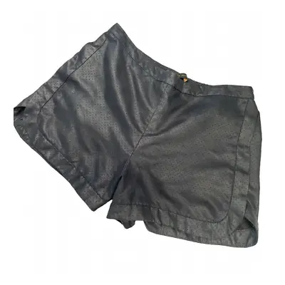 $17 • Buy Zara Black Vegan Faux Leather Pull On Shorts Small