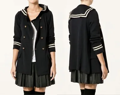 ZARA So Soft Cotton Kawaii Nautical Sailor  Jacket Japan Coat L 12 14 • £45