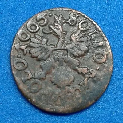 Poland Lithuania Solidus Szelag 1665 Copper Coin.  №110 • $14