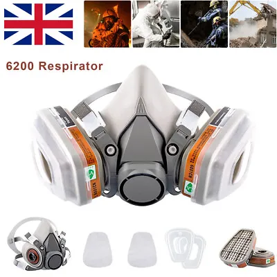 Gas Mask 7 In 1 Half Face Chemical Spray Painting Respirator Vapour 6200 Masks • £10.95