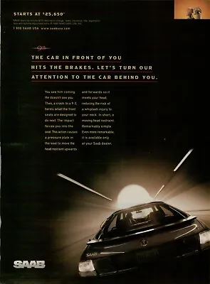 1999 Saab 9-3 Impact Forces Hit Brake Tunnel Photo Safety Car Vintage Print Ad • $9.99