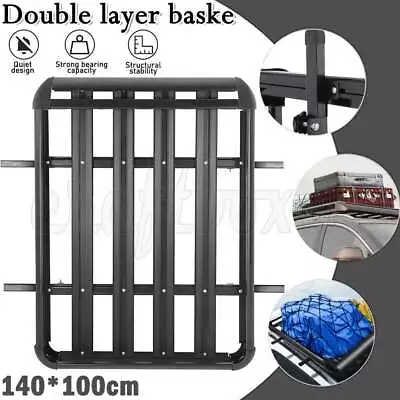 Car Roof Rack Basket Luggage Carrier Vehicle Cargo Rails 140x100cm Black AU OZ • $129.99