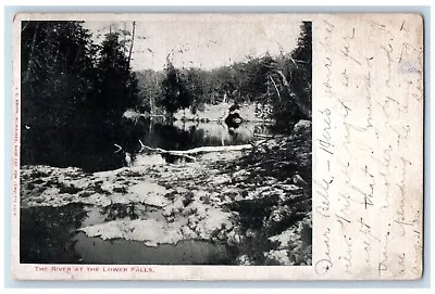 1905 River Lower Falls Manitowoc Wisconsin WI Lansing Michigan Antique Postcard • $14.98