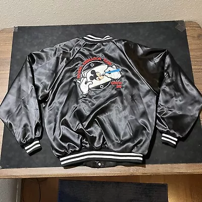 Vintage Walt Disney Imagineering Crew Satin Bomber Jacket Animation Mickey USA • $300