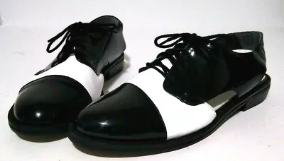 Vintage Euro Club Saddle Shoes Slings 8.5 Marie Punk Retro Unique Black White • $47.09