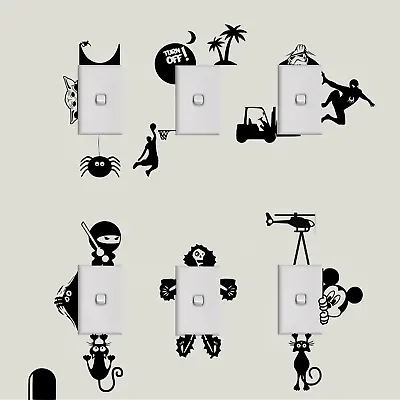 Light Switch Stickers Removable Vinyl Decals Kids Funny Cat Dog Room Home Decor • $4.50