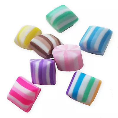 6pcs Clay Stripey Sweet Candy Cube Cabochon Embellishment Decoden Craft Kawaii • £1.99