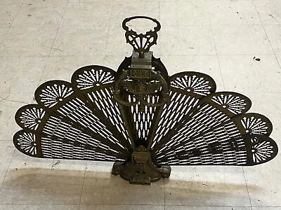 Vintage Brass Folding Peacock Fireplace Screen Deco • $129.99