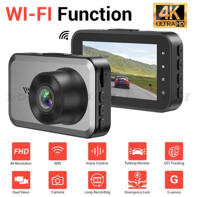 $96.99 • Buy Dash Cam Front And Rear 4K GPS WIFI 3'' Car DVR Recorder Front And Rear G-sensor