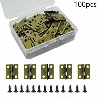Small Hinges 100pcs 18*16mm Brassed Butt Hinges Granmp Hinges Jewelry Box Metal • $19.10
