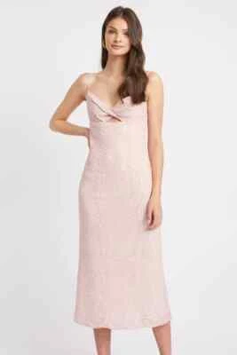 $48 • Buy KOOKAI Karlie Midi Twist Pink Print Dress Size 38 Australian 10 NWT