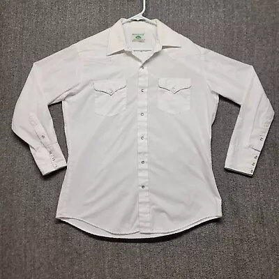 VTG Mesquite Men's 16.5-34 Niver Western Wear Pearl Snap Shirt White Long Sleeve • $14.99