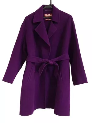 Max Mara STUDIO Cucito A Mano Long Coat Jacket Wool Cashmere Purple Size 4 • $509.20