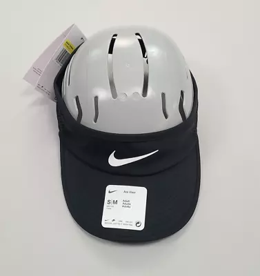 Nike Visor Hat Cap Small Strap Back Black Dri-Fit Swoosh Running Mens Unisex • $29.99
