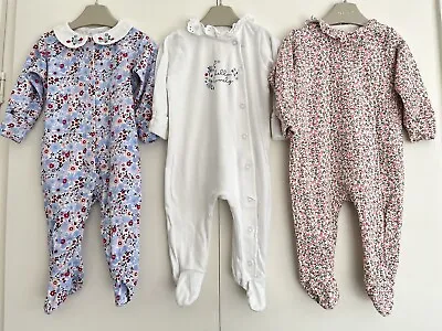 Baby Girls 3-6 Months Babygrow Sleepsuit Bundle Flowers Pretty Matalan GC • £7.99