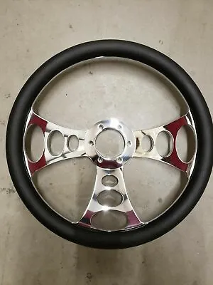 Billet Steering Wheel14  3 Spoke6 Hole1  Dishhalf Leather Gripno Cap • $80