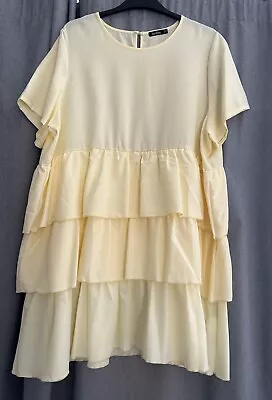 Boohoo Cream Frill Layered Tunic/Dress Size 26 • £7