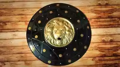 Lion Face Round Shield 18 Gauge Steel Shield Battle-Worn Warior Costume Role • $89.99