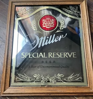 MILLER SPECIAL RESERVE Beer Sign Mirror VINTAGE Glass Style 18x21” • $45