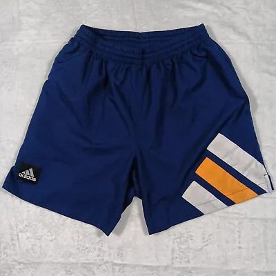 Vintage 90s Adidas Shorts Men M Blue Running Soccer Patch Embroidered 3 Stripes • $36.99