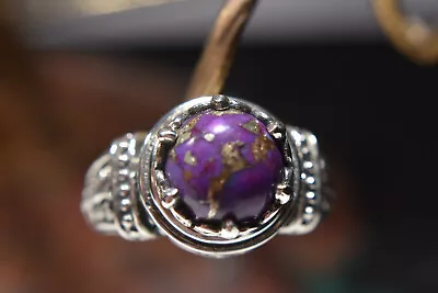 Sterling Silver Crown Mount Purple Stone Ring • £40.85