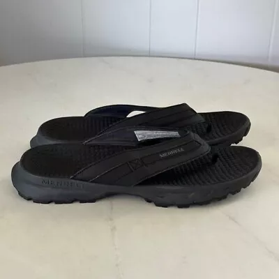 Merrell Men's Cedrus Flip Flops Thong Black Size 10 Rubber Soles • $14.99