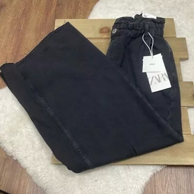 Zara NWT Black Baggy Wide Leg Cropped Jeans Women's Size 2 • $30