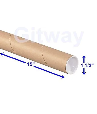 1 1/2  X 15  Cardboard Poster Shipping Mailing Mail Packing Postal Tube 50 Tubes • $59.65