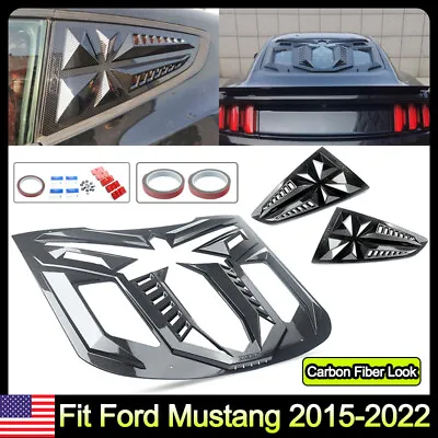 Window Louver Rear+Side Scoop Cover For Ford Mustang 2015-2022 Carbon Look ABS • $218.99