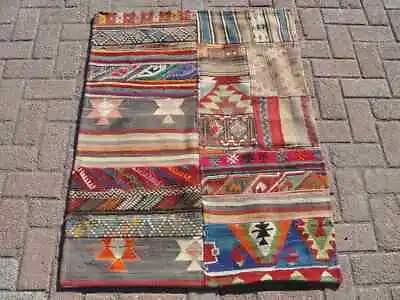 Small Patchwork Kilim Rug Area Patchwork Rugkilim Rug Vintage Kilim • $111.20