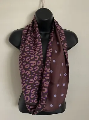 Louis Vuitton Leopard Dots Scarf Purple Brown 100% Silk • $91