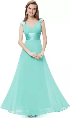 Ever Pretty Womens Chiffon V-Neck Light Blue Bridesmaid Evening Dress Sequin UK8 • £32.99