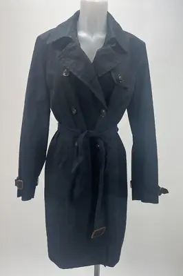 Weekend Max Mara Black 100% Cotton Trench Coat SZ 14 • $89.99