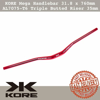 $35.90 • Buy KORE Mega MTB 31.8 X 760mm Handlebar AL7075-T6 Triple Butted Riser 35mm Red