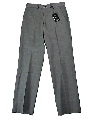 AX Armani Exchange Slim Fit Men's Grey Blue Plaid Dress Pants 34 X 32 Wool • $24.50