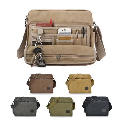 Mens Messenger Bag Vintage Canvas Satchel Crossbody Shoulder Bag Handbag Bookbag • $20.49
