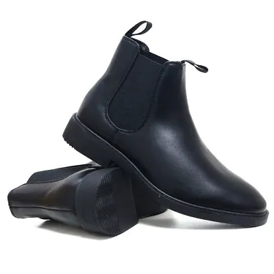 Mens Memory Foam Chelsea Boots Work Ankle Biker Smart Formal Boots Office Shoes • £19.95